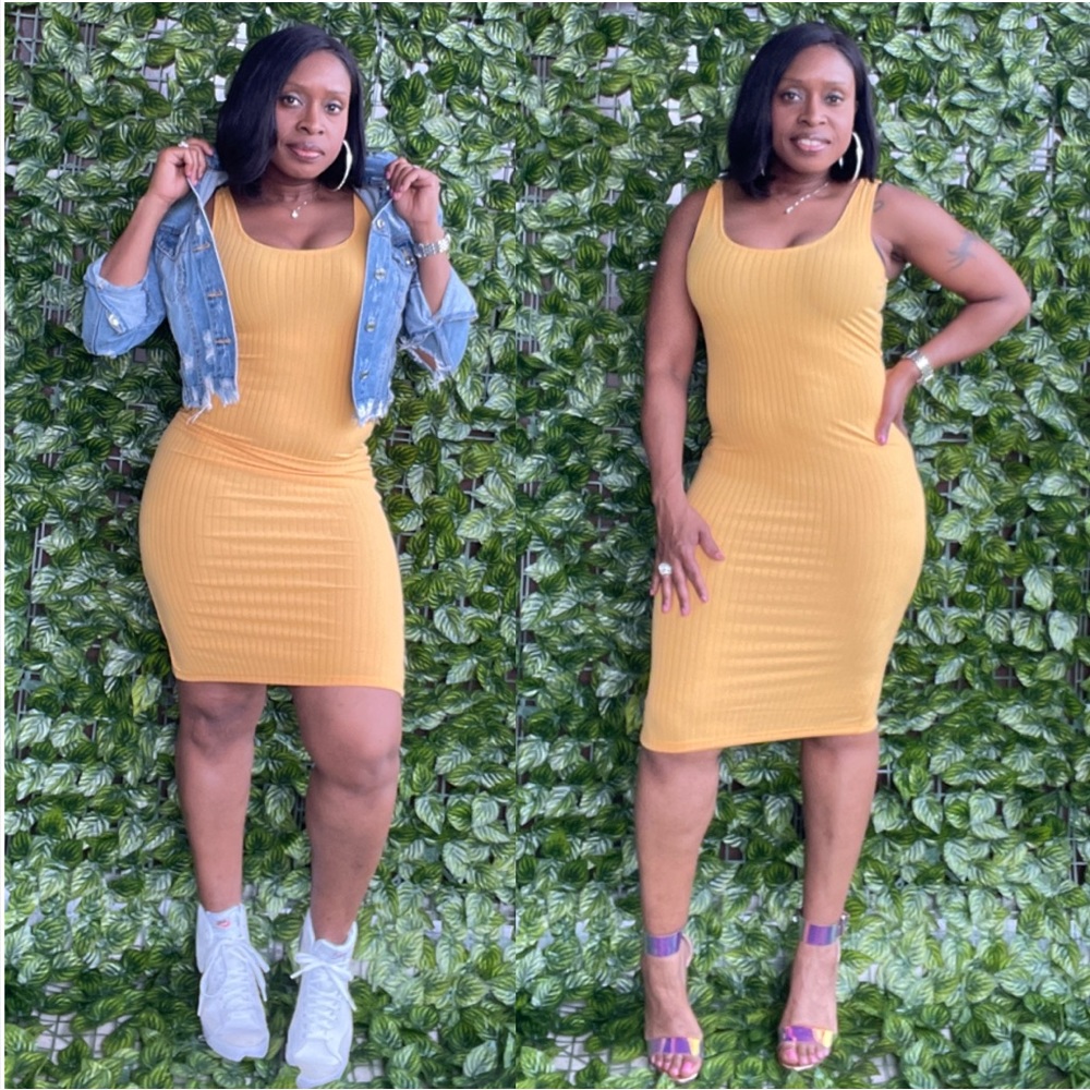 Gold Ribbed dress New without tags!